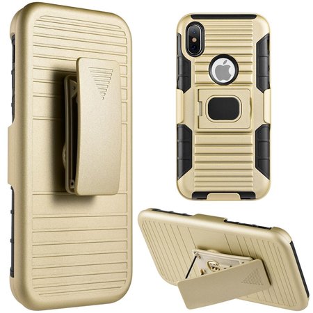 APPLE Apple HSCIPX-MDF-GO iPhone X Mag-Defender Hybrid Holster Combo Case with Magnet Stand; Gold HSCIPX-MDF-GO